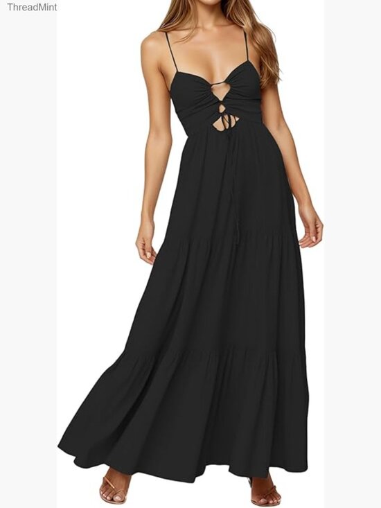 Dresses & Skirts - Spaghetti Strap Backless Smocked Flowy Tiered Maxi Sundress